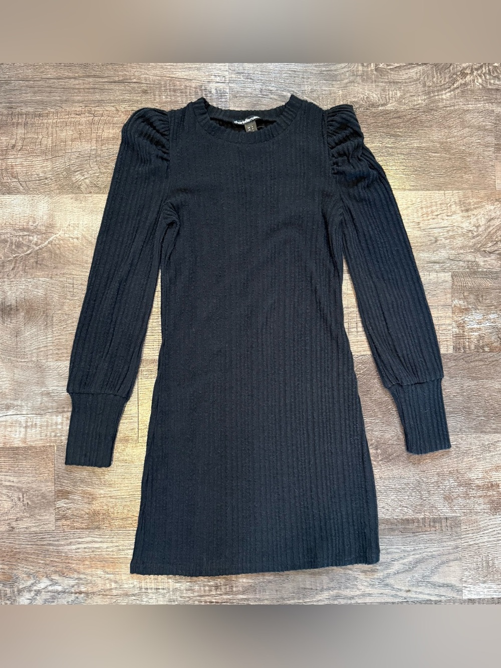 NWT Charlotte Russe Black Long Sleeve Mock Neck Soft Ribbed Dress Small Buttons